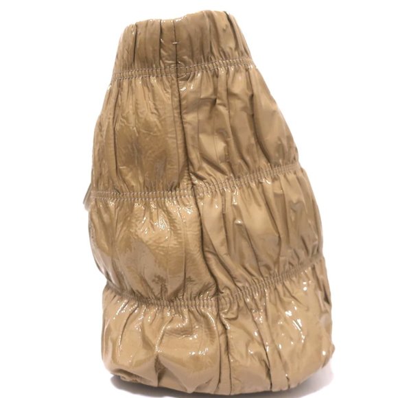 Prada Vernice Gaufre Tote Camel Patent Leather Large Shoulder Bag - Picture 3 of 12